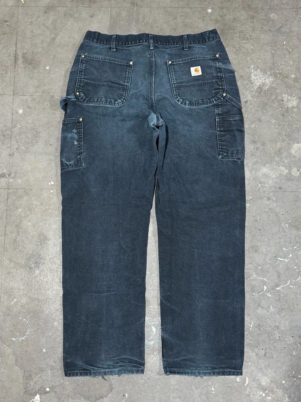 Vintage Carhartt B01 BLK Double Knee Carpenter Pants - 36x32 Distressed & Faded